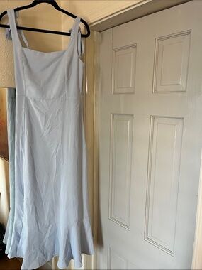 Light Blue Maxi Dress with Tie Shoulder Straps
